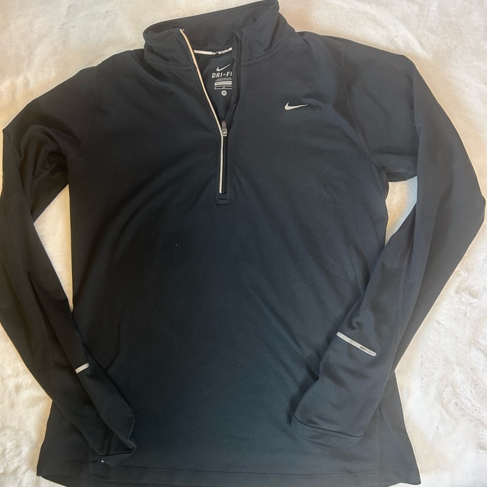 Nike Dri Fit Quarter Zip Pullover Black Athletic Running Top Womens - Picture 4 of 14